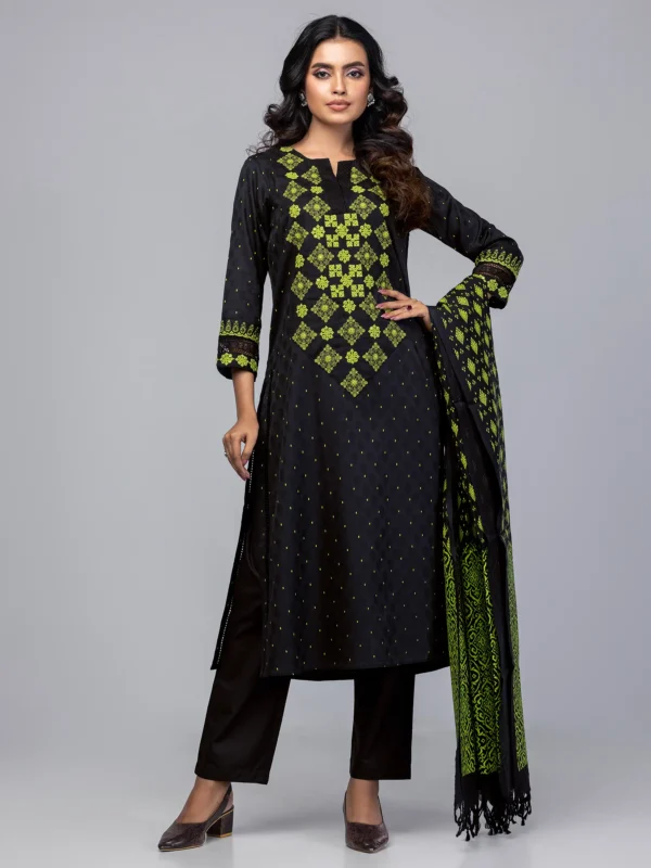 Black Printed and Embroidered Cotton Shalwar Kameez